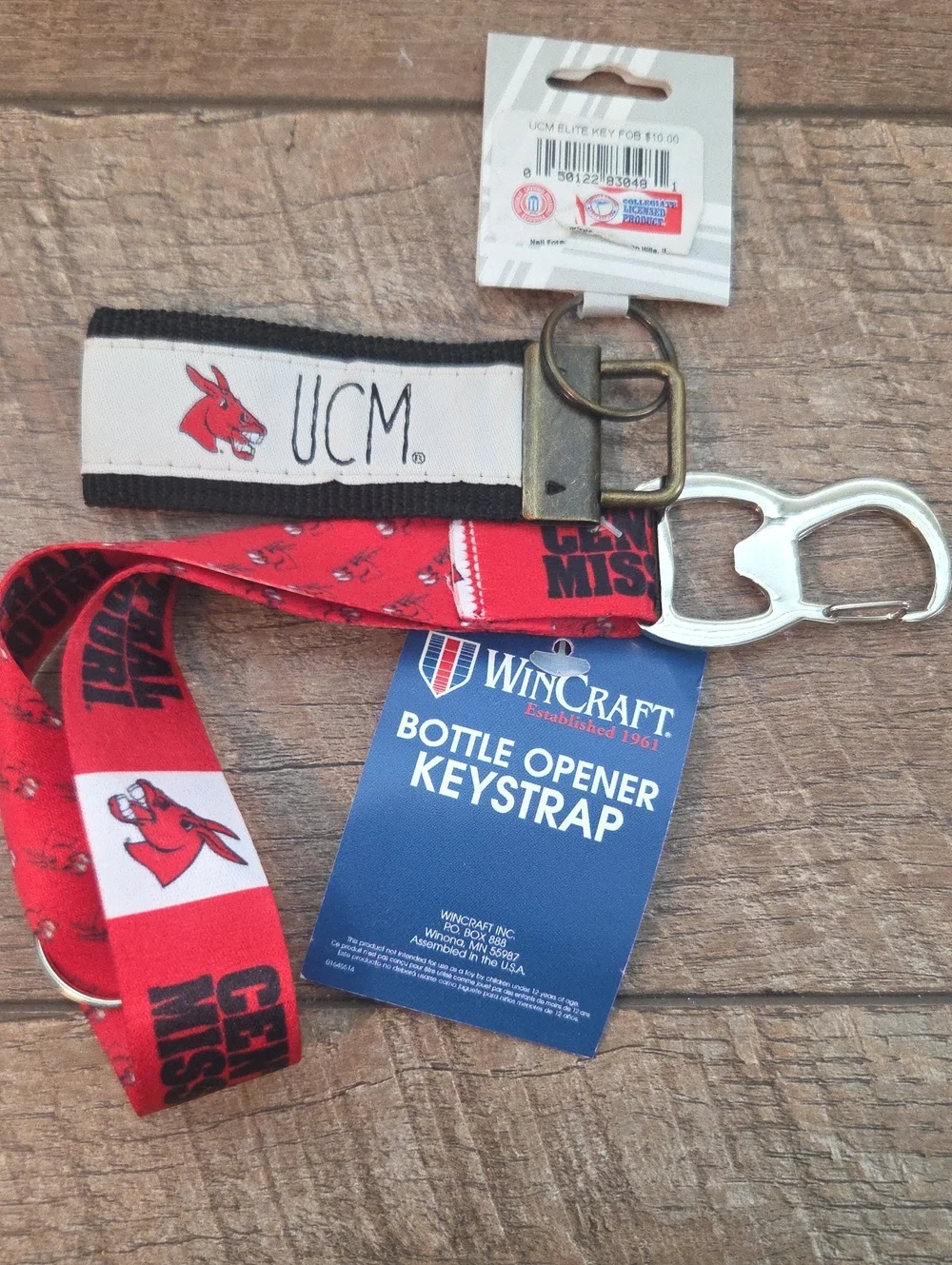 University Of Central Missouri Key Fob And Bottle Opener Keystrap